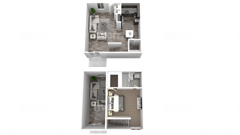 Floor plan for 1 bed, 1 bath, 844 sqft
